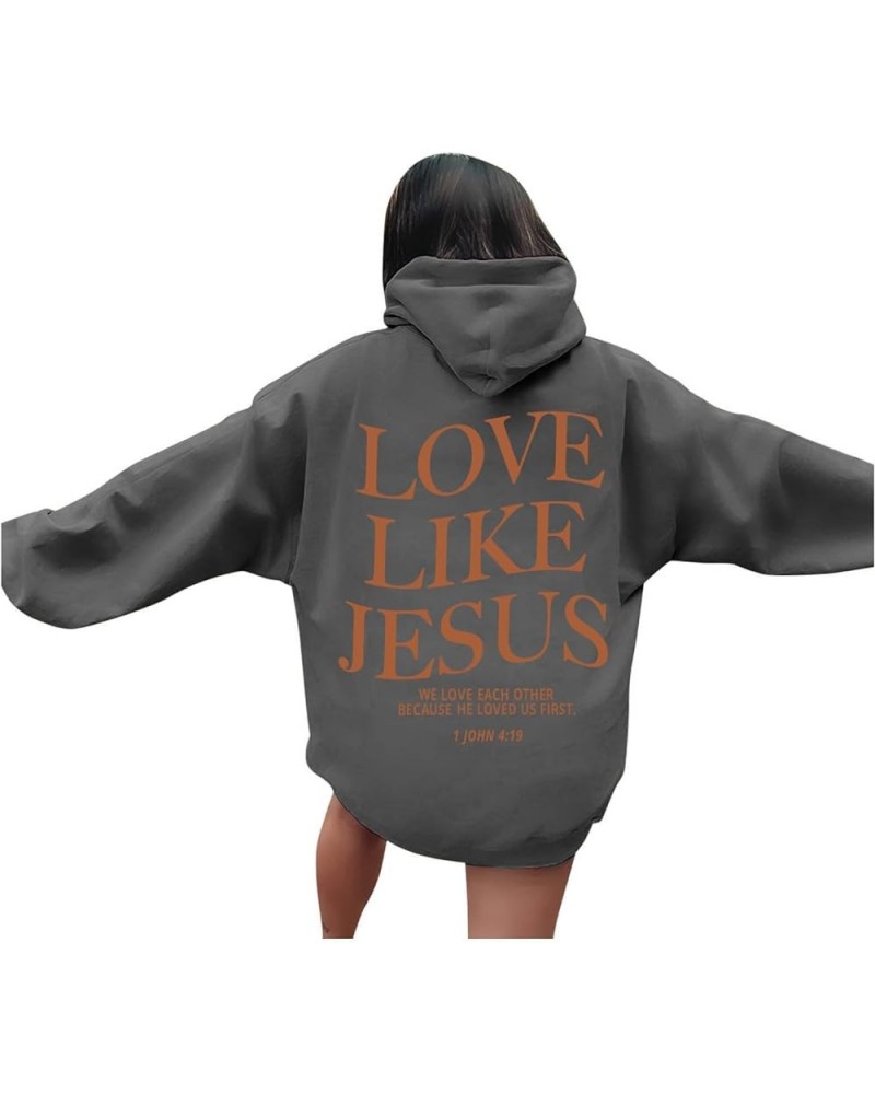 Graphic Hoodie Streetwear Jesus Loves You Bible Verse Letter Printed Fall Outfit With Kangaroo Pocket Drawstring Leisure Fall...