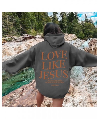 Graphic Hoodie Streetwear Jesus Loves You Bible Verse Letter Printed Fall Outfit With Kangaroo Pocket Drawstring Leisure Fall...