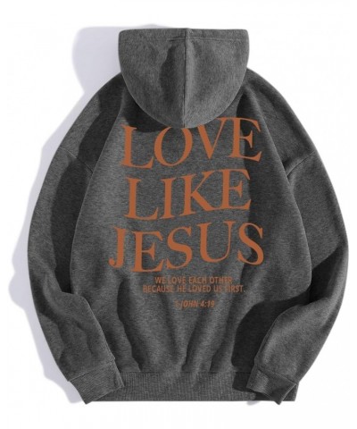 Graphic Hoodie Streetwear Jesus Loves You Bible Verse Letter Printed Fall Outfit With Kangaroo Pocket Drawstring Leisure Fall...