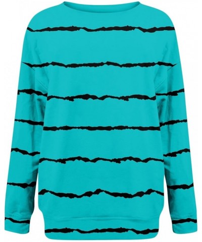 Womens Fall Fashion 2023,Women'S Striped Print Pullover Long Sleeve Crewneck Sweartshirts Fall Winter Tops Shirts 2-cyan $10....