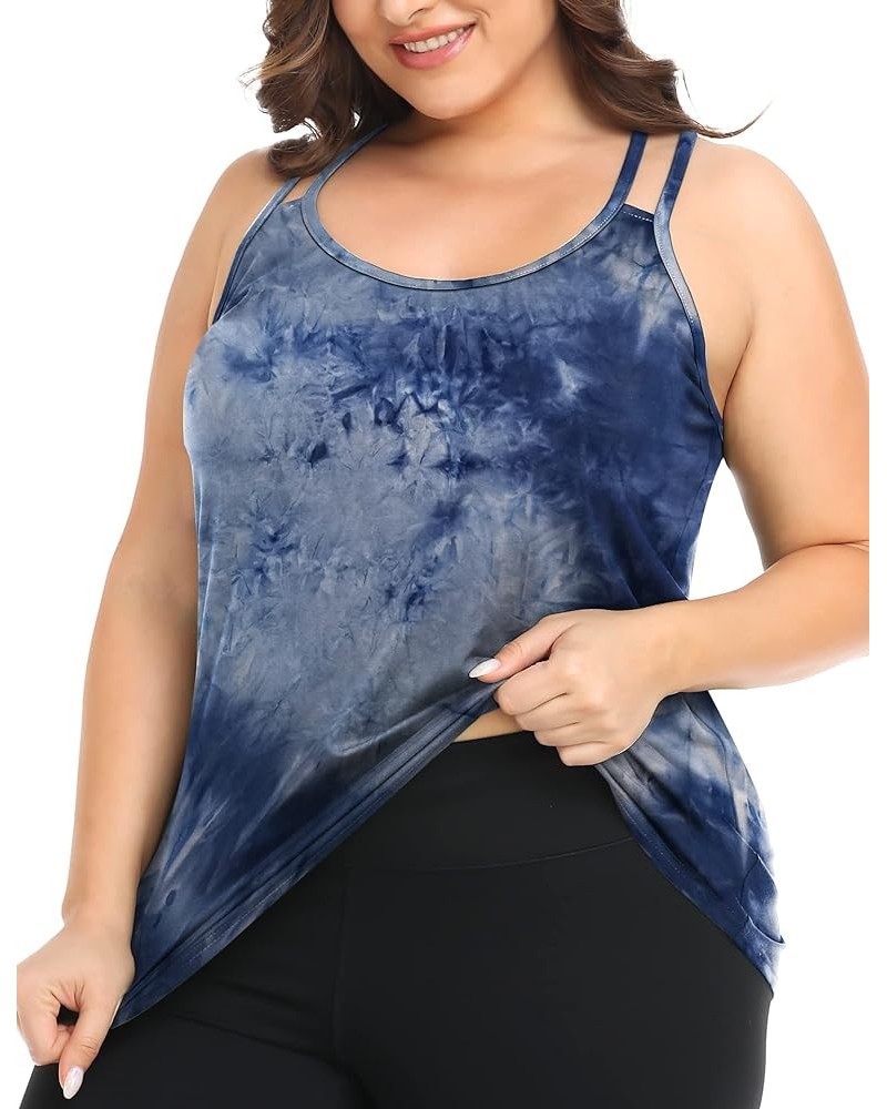 Women's Plus Size Workout Tank Tops Racerback Loose Fit Sport Athletic Tops Yoga Running Summer Shirts Dd_blue Tie Dye $12.99...