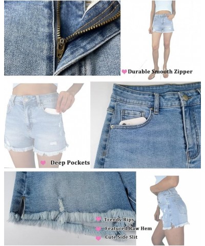 Jean Shorts Women High Waisted Ripped Frayed Raw Hem Summer Denim Shorts Blue $18.61 Shorts