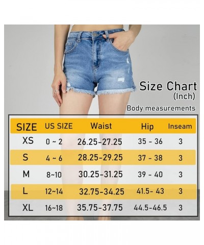 Jean Shorts Women High Waisted Ripped Frayed Raw Hem Summer Denim Shorts Blue $18.61 Shorts