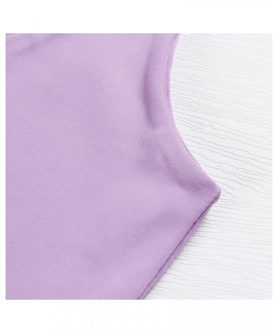 Women's Sleeveless Strappy Tank Square Neck Double Layer Workout Fitness Casual Basic Crop Tops Violet $14.74 Tanks