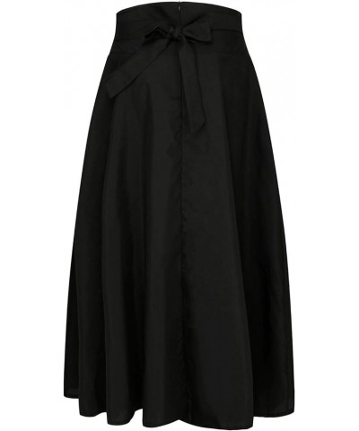 Women's Casual Button Down Pleated Skirt Solid Color Maxi Skirt A Line High Waist Skirt with Pocket B-black $8.24 Shorts