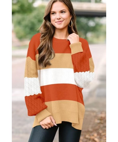 Women's Crew Neck Color Block Oversized Sweaters Knitted Pullover Jumper Tops Casual Lantern Sleeve Sweater Cloblockor $22.00...