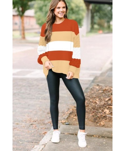 Women's Crew Neck Color Block Oversized Sweaters Knitted Pullover Jumper Tops Casual Lantern Sleeve Sweater Cloblockor $22.00...