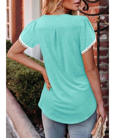 Womens Summer Tops Pleated Sleeveless Tunic Tank Tops Short Sleeve Tops Shirts 1-water Green $11.75 Tops