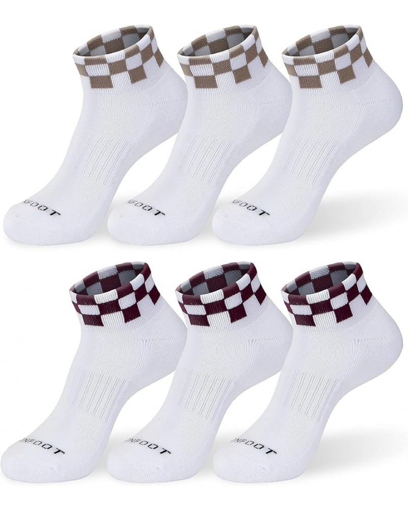 6 Pairs Daily Cushion Comfort Fit Performance Quarter Socks for Men/Women Checker Wine (6 Pairs) $11.75 Socks