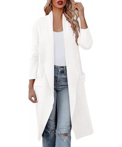 Women's Wool Trench Coats Long Classic Winter Lapel Collar Belted Pea Coats Fashion Loose Wool Peacoat Jackets N-white $24.74...