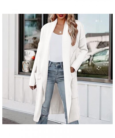 Women's Wool Trench Coats Long Classic Winter Lapel Collar Belted Pea Coats Fashion Loose Wool Peacoat Jackets N-white $24.74...