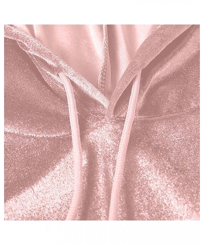 Sweatshirts for Women Two Piece Set Fall Casual Drop Shoulder Sleeve Hoodies and Drawstring Pants Velour Tracksuits ☽01_pink ...