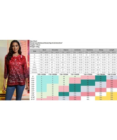 Valentine's Day Women's Tops Crewneck Casual 3/4 Length Sleeve Tshirt Love Heart Printed Loose Fit Blouse Tops 03-red $7.78 T...