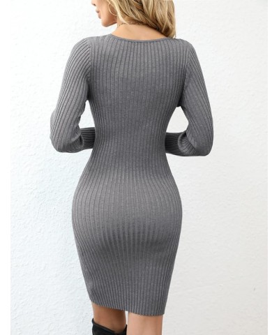 Women's Long Sleeve Sweater Dress Mini Knit Sexy Bodycon Dress Pullover Sweaters Dresses Grey $17.51 Sweaters