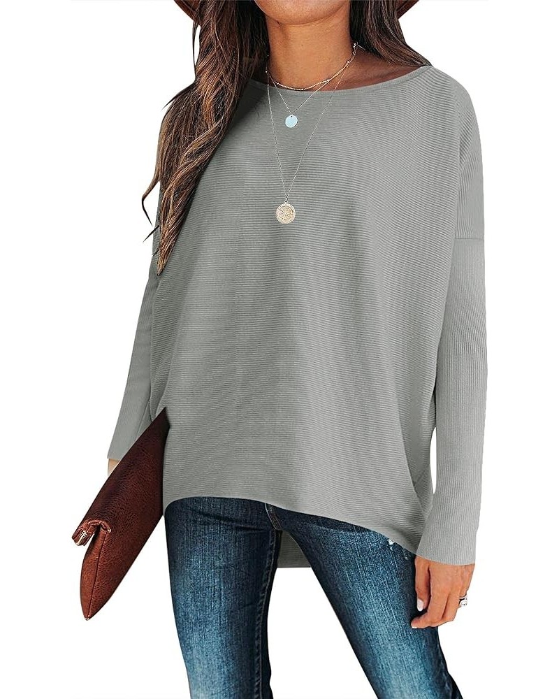 Women's Oversized Sweater Boat Neck Long Batwing Sleeve Off Shoulder Knit Pullover Top 2023 Fall Trendy Tunic Light Grey $27....