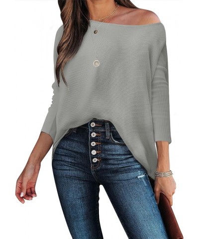 Women's Oversized Sweater Boat Neck Long Batwing Sleeve Off Shoulder Knit Pullover Top 2023 Fall Trendy Tunic Light Grey $27....