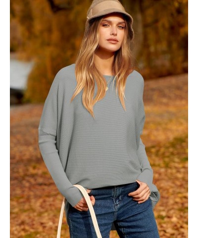 Women's Oversized Sweater Boat Neck Long Batwing Sleeve Off Shoulder Knit Pullover Top 2023 Fall Trendy Tunic Light Grey $27....