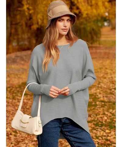 Women's Oversized Sweater Boat Neck Long Batwing Sleeve Off Shoulder Knit Pullover Top 2023 Fall Trendy Tunic Light Grey $27....