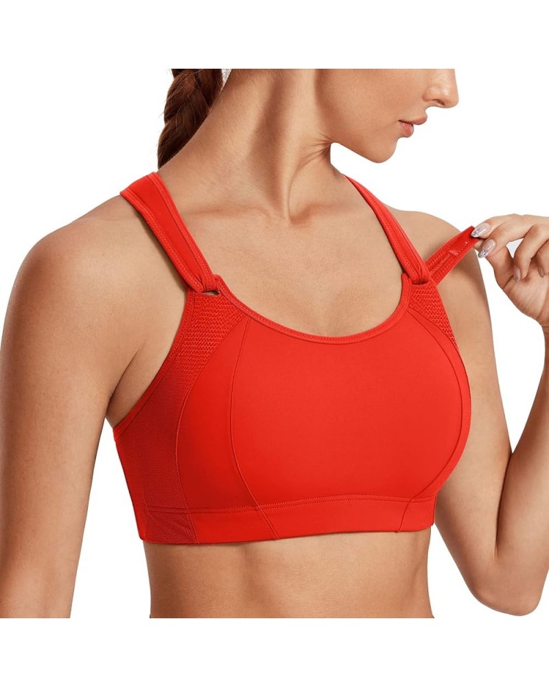 Women's Sports Bra Front Adjustable High Impact Support Padded Wireless Racerback Plus Size Running Bra Tomato Red $22.20 Lin...