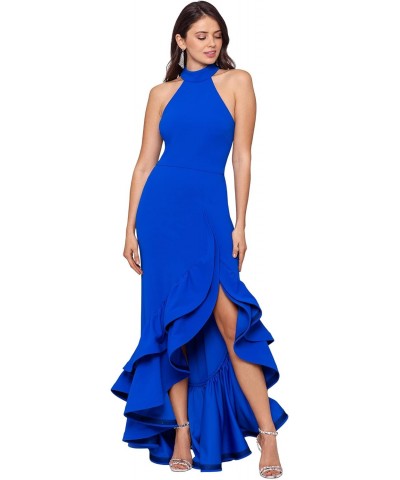 Mock Neck Crepe Gown w/Tiered Ruffles New Cobalt 8 $107.15 Dresses