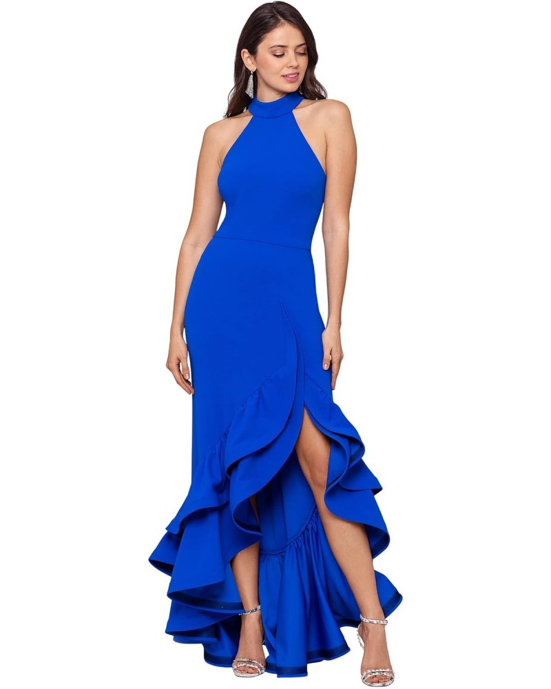 Mock Neck Crepe Gown w/Tiered Ruffles New Cobalt 8 $107.15 Dresses