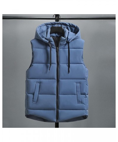 Women's Warm Vest Outerwear Thick Padded Sleeveless Casual Vest With Detachable Hood Outdoor Vests for Women Blue $15.07 Vests