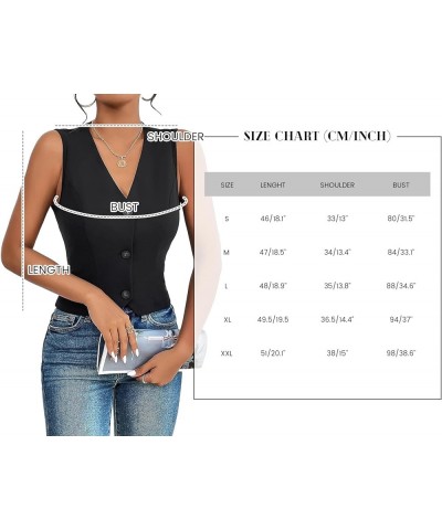 Sleeveless Blazer Vest For Women V-Neck Button Front Lightweight Solid 2024 Spring Summer Casual Office Vests Black $17.91 Vests