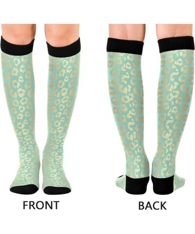 Colorful Leopard Spot Compression Socks for Women & Men Circulation Long Socks for Running Cycling Athletic Nurse Gold Leopar...