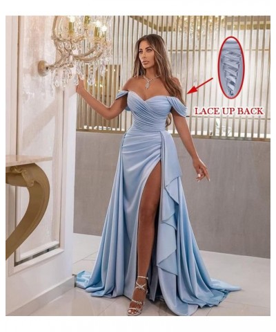 Off Shoulder Prom Dresses Ruched Homecoming Dress Mermaid Slit Formal Evening Gowns for Women Dark Gold $44.75 Dresses