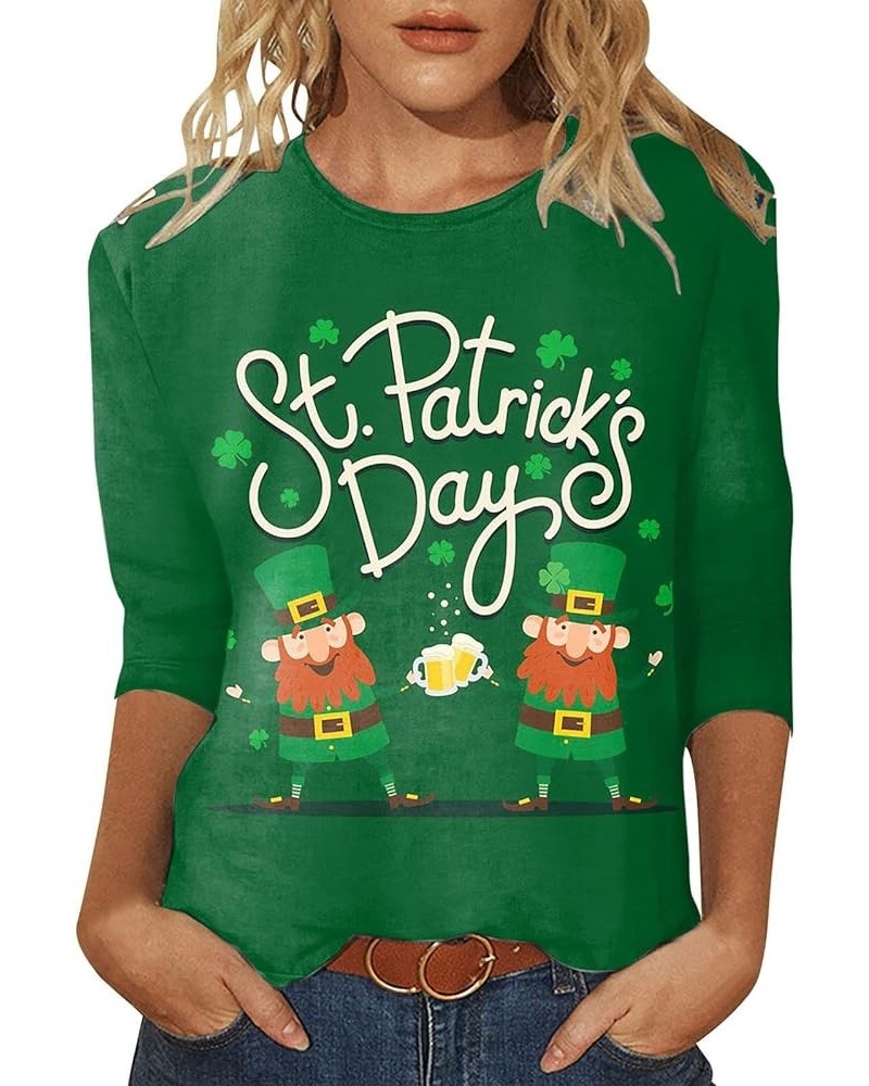 St Patricks Day Shirt Women Clover Printing Crew Neck Pullover Sweatshirt Raglan Lightweight Vintage Shamrock Tops G_green $5...