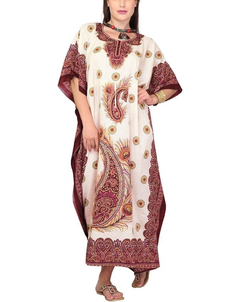 Women Kaftan Dresses African Print Maxi Dress for Beach, Casual wear, Lounge, Shopping, Cover Up with Headwrap Color-48 $12.9...