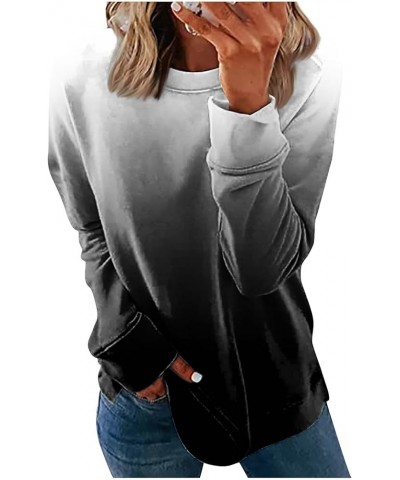 Cute Tops for Women Long Sleeve Printing Pullover Tops Comfy Dressy Round Neck T Shirt Loose Fit Sweatshirts 4-black $4.76 Ac...