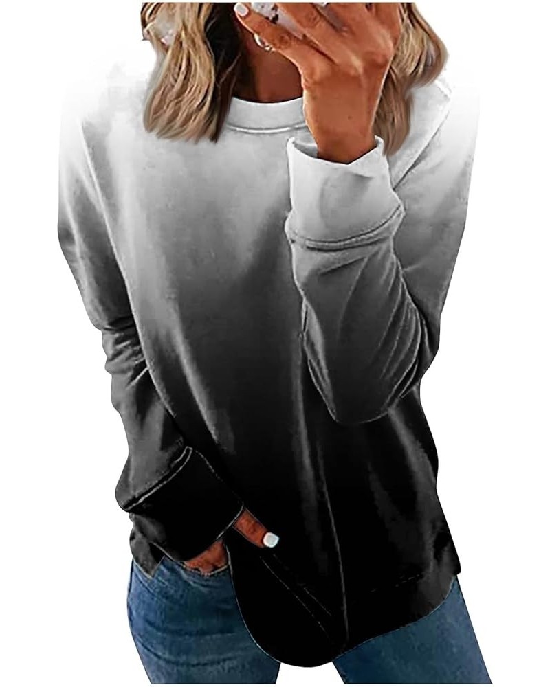 Cute Tops for Women Long Sleeve Printing Pullover Tops Comfy Dressy Round Neck T Shirt Loose Fit Sweatshirts 4-black $4.76 Ac...