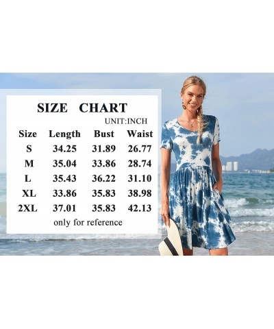 2024 Women's Summer Dress Short Sleeve Casual T Shirt Dreses Beach Flowy V Neck Sundresses with Pockets 1-gypsophila $17.00 D...