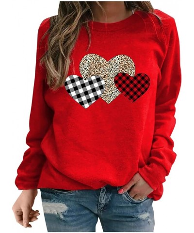 Valentine's Day Long Sleeve Shirts Women Cute Gnome Holding Heart T-Shirt Casual Crew Neck Tops Holiday Blouses 2024 07red Va...