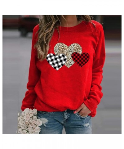 Valentine's Day Long Sleeve Shirts Women Cute Gnome Holding Heart T-Shirt Casual Crew Neck Tops Holiday Blouses 2024 07red Va...