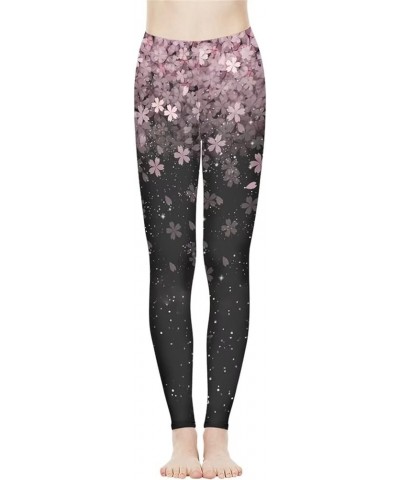 Women Yoga Pants Tummy Control Workout Leggings Stretch Fitness Tights Butt Lifting Cherry Blossom Sakura $11.20 Leggings