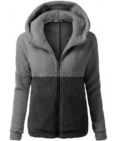 Women Fuzzy Sherpa Cardigan Open Front Fleece Jacket Loose Fit Casual Plus Size Winter Warm Fleece Sweatshirts Grey-4 $14.81 ...