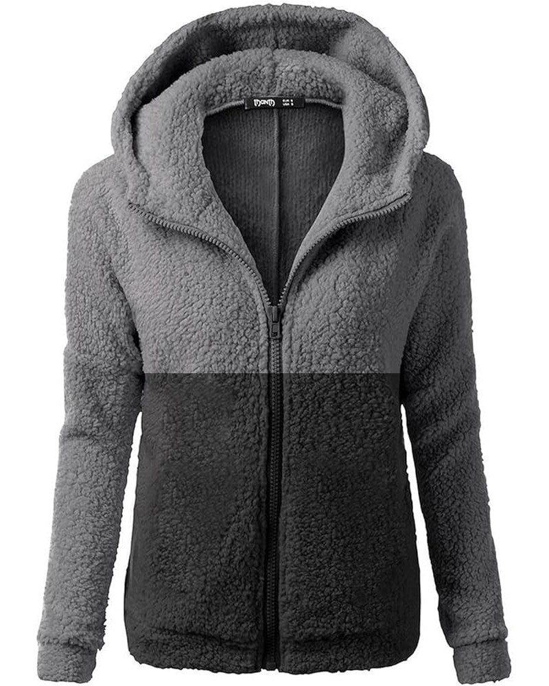 Women Fuzzy Sherpa Cardigan Open Front Fleece Jacket Loose Fit Casual Plus Size Winter Warm Fleece Sweatshirts Grey-4 $14.81 ...