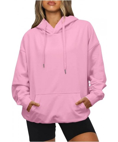 Hoodies for Women Trendy Y2K Oversize Plain Long Sleeve Sweatshirts Casual Hood With Pocket Workout Outdoor Hoodies 06pink $5...