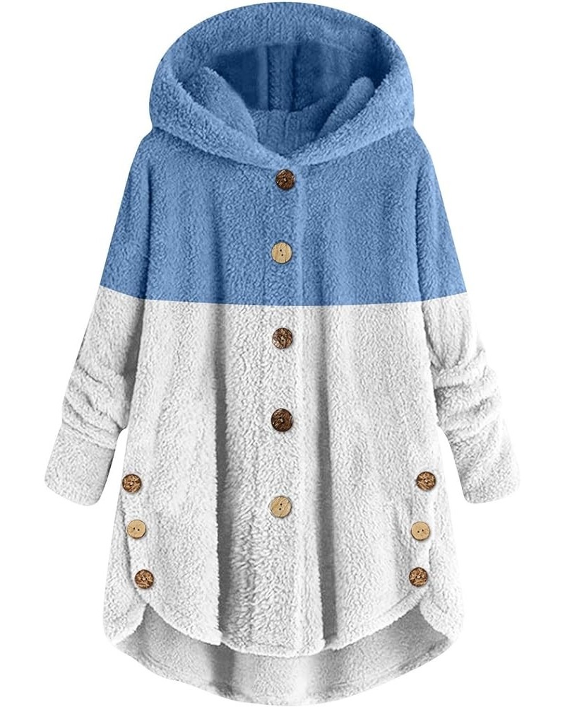 Fleece Jackets For Women Trendy Casual Hooded Jacket Cute Popular Long Sleeve Sweatshirt Patchwork Winter Tops C-blue $14.30 ...