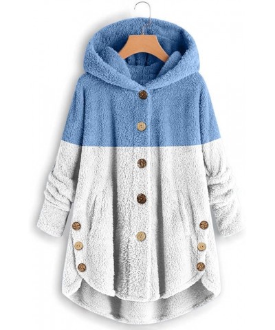 Fleece Jackets For Women Trendy Casual Hooded Jacket Cute Popular Long Sleeve Sweatshirt Patchwork Winter Tops C-blue $14.30 ...