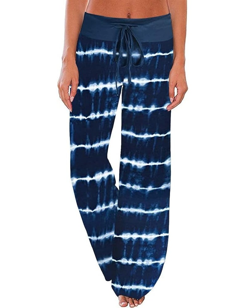 Women's Comfy Casual Pajama Pants Floral Print Drawstring Palazzo Lounge Pants Wide Leg Blue 7 $10.79 Sleep & Lounge