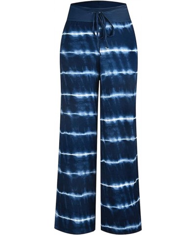 Women's Comfy Casual Pajama Pants Floral Print Drawstring Palazzo Lounge Pants Wide Leg Blue 7 $10.79 Sleep & Lounge