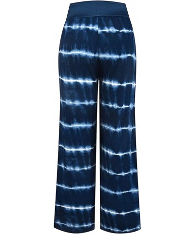 Women's Comfy Casual Pajama Pants Floral Print Drawstring Palazzo Lounge Pants Wide Leg Blue 7 $10.79 Sleep & Lounge