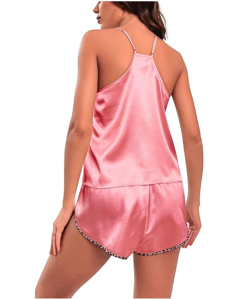 Pajamas for Women Set Silk Satin Sexy Camisole 2 Piece Pajamas Sets Soft Comfy Ruffle Cute Pajamas Sleepwear 64 Pink $10.39 L...