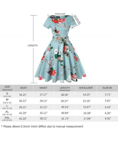 Women's 1950 Vintage Retro Rockabilly Dress Cocktail Party Prom Swing Dresses with Pockets Short Sleeve - Floral Brown Red $1...