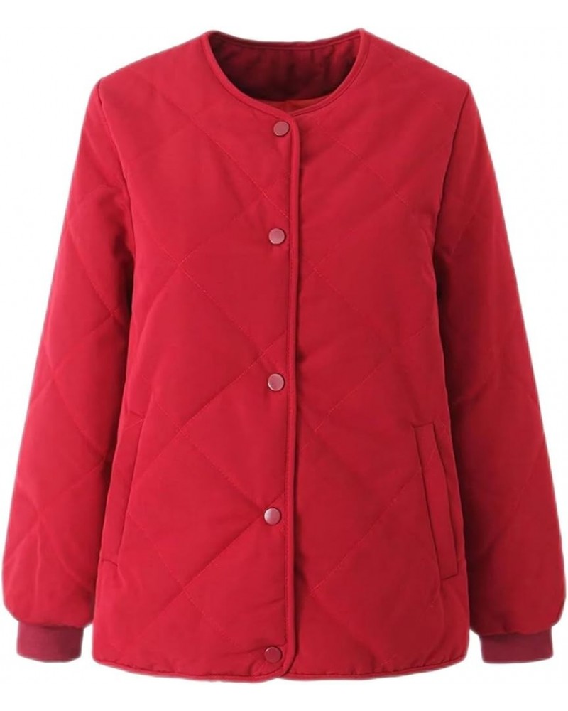 Women's Lightweight Hooded Puffer Coats Warm Sherpa Fleece Lined Jackets Plus Size Quilted Parka Outwear with Pockets B1-red1...