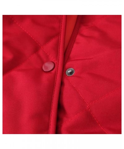 Women's Lightweight Hooded Puffer Coats Warm Sherpa Fleece Lined Jackets Plus Size Quilted Parka Outwear with Pockets B1-red1...