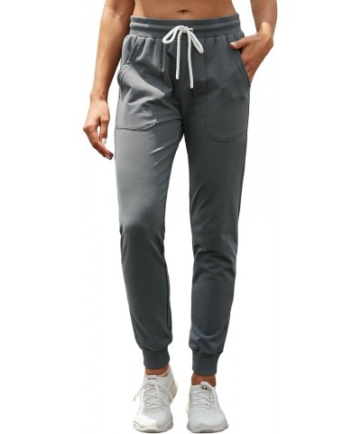 Women's Cotton Sweatpants with Pockets Athletic Drawstring Joggers Casual Sweat Pants 01-long-dark Grey $14.51 Activewear